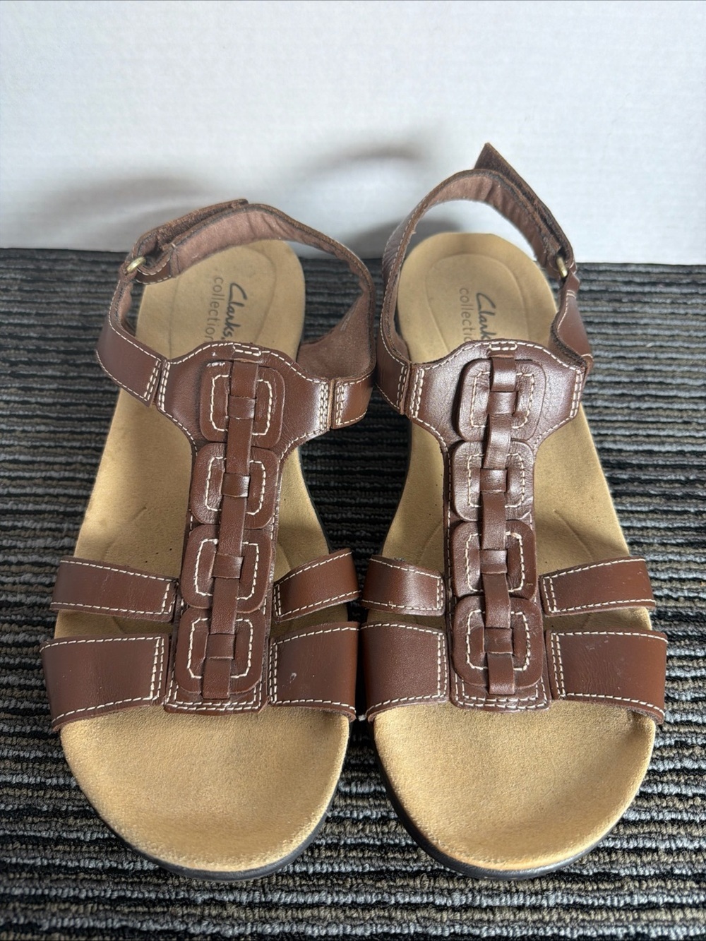 Clarks Womens Brown Leather Laurieann Kay Slingback T-Strap Sandal Size 11 - Picture 4 of 7